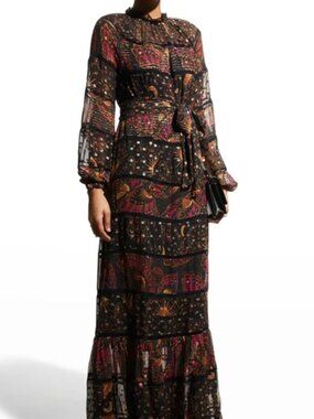 green emerald velvet dress Green Puff Sleeve Floral Chiffon Gown